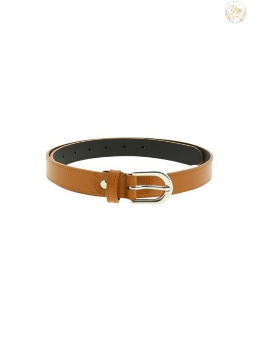 Women's Italian Leather Belt with Brass Buckle - 1 inch Wide